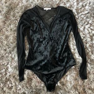 BCBGENERATION Black velvet mesh bodysuit